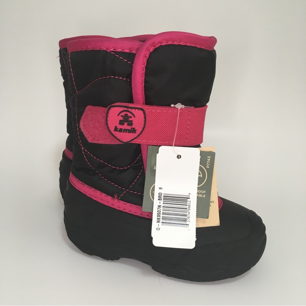 KAMIK Pink and black Toddler Snowbug Winter boots size 8 NWT